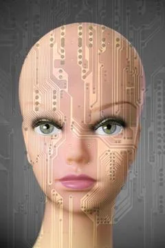 Double exposure artificial Intelligence concept Double exposure artificial... Stock Photos