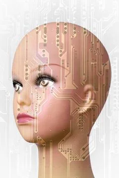 Double exposure artificial Intelligence concept Double exposure artificial... 스톡 사진