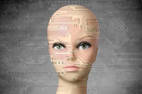Double exposure artificial Intelligence concept Double exposure artificial... Stock Photos
