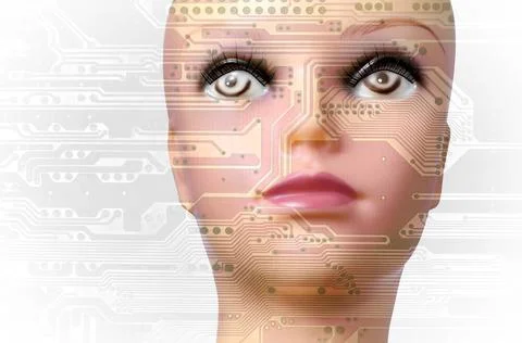 Double exposure artificial Intelligence concept with copyspace Double expo... 스톡 사진
