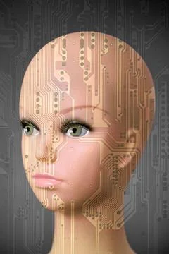 Double exposure artificial Intelligence concept Double exposure artificial... 스톡 사진