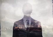 Double Exposure Of Businessman And Power Plant Stock Photos