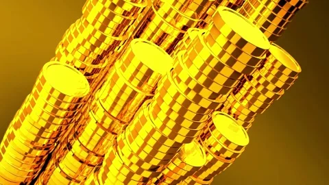 Double exposure of city and stack of coins for finance and banking concept Video stock 334028874
