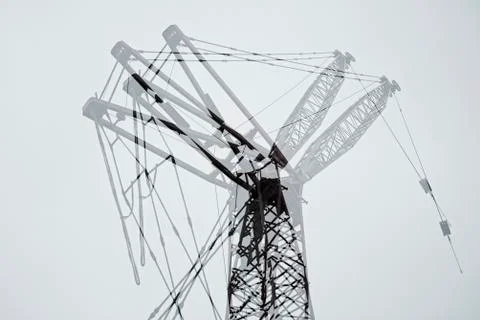 Double exposure of Crane 스톡 사진