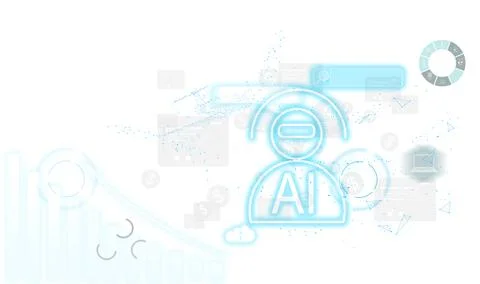 Double exposure of creative artificial Intelligence icon with modern laptop on 스톡 일러스트