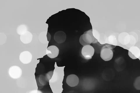 Double Exposure Effect man silhouette Stock Illustration