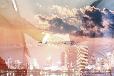 Double exposure of engineer and construction buliding Stock Photos