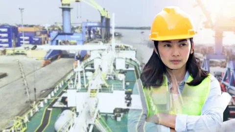 Double exposure of Engineering wearing yellow helmet and working Stock Photos
