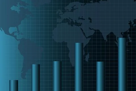 Double exposure of financial chart on empty room interior background. Forex Illustrazione stock