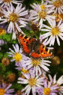 Double exposure of floral objects Stock Photos