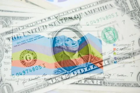 Double exposure of graph and dollars banknotes Stock Photos