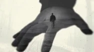 Double Exposure Hand And Unknown Man Stock Footage
