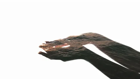 Double exposure hand skincare spa water fingers Stock Footage 150733332
