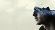 Double Exposure Man Portrait With Half Head And Half Mountain Stock Footage