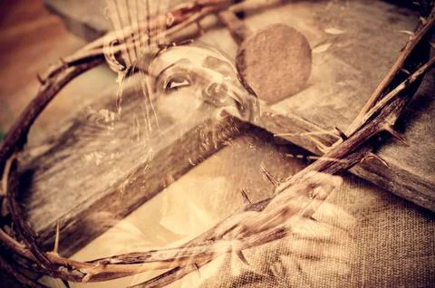 Double exposure of the Passion of the Christ Stock Illustration