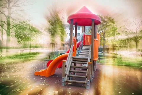 Double exposure of the playground Stock Photos