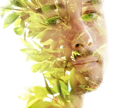 Double exposure portrait of a man Foto stock