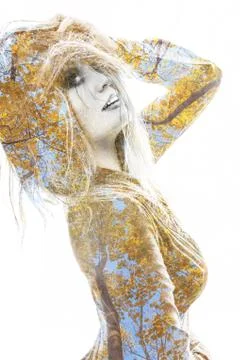 Double exposure portrait Foto stock