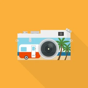 Double exposure of travel concept flat design Stock Illustration