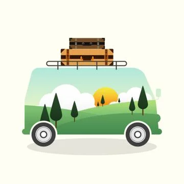 Double exposure of travel concept flat design Stock Illustration