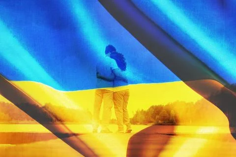 Double exposure Ukraine Stock Illustration