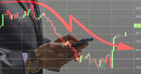 Double exposure of virtual creative financial diagram on businessman background Stock Photos
