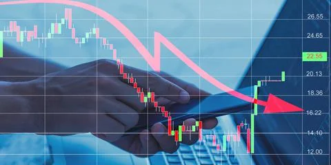 Double exposure of virtual creative financial diagram on businessman background Foto stock