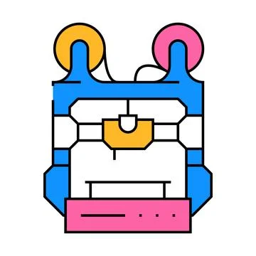 Double extruder 3d printer icon color illustration Illustrazione stock