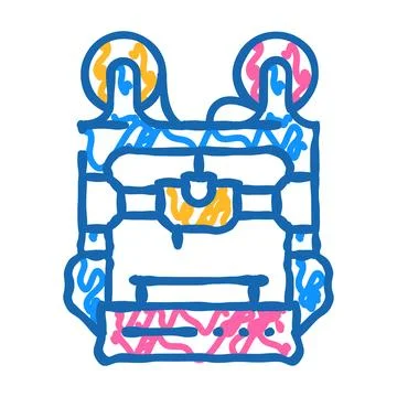 Double extruder 3d printer icon doodle illustration Illustrazione stock