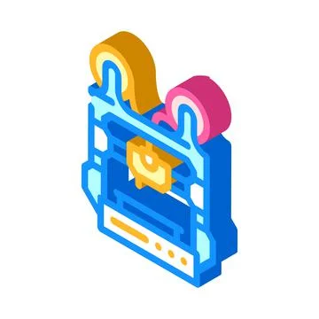 Double extruder 3d printer isometric icon vector illustration Illustrazione stock