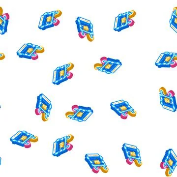Double extruder 3d printer isometric icon seamless pattern イラスト素材