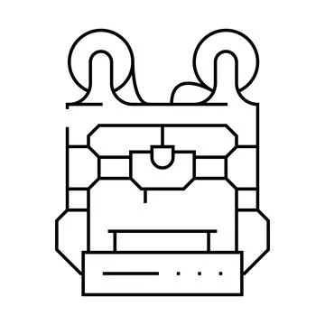Double extruder 3d printer line icon vector illustration Illustrazione stock