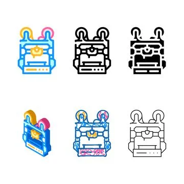 Double extruder stylized 3d printer color icon vector Stock Illustration
