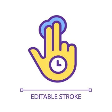 Double finger holding pixel perfect yellow RGB color icon Stock Illustration