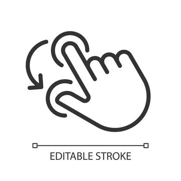 Double finger rotation pixel perfect linear icon Stock Illustration