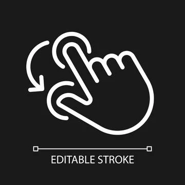 Double finger rotation pixel perfect white linear icon for dark theme Stock Illustration