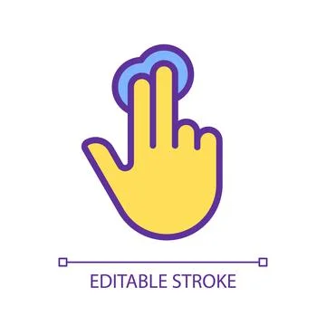 Double finger touch pixel perfect yellow RGB color icon Stock Illustration