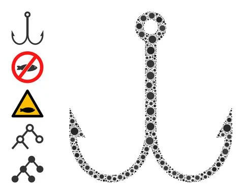 Double Fish Hook Icon - Infection Collage And Bonus Icons 스톡 일러스트