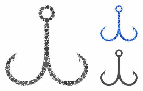 Double fishing hook Composition Icon of Circle Dots Stock Illustration
