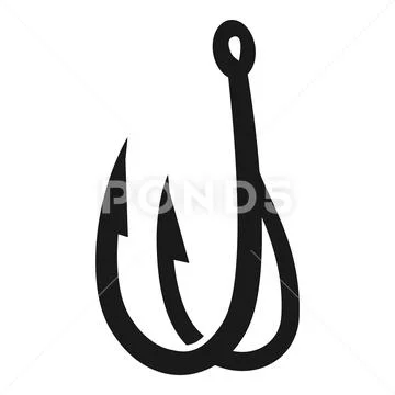 Double fishing hook icon, simple style: Royalty Free #151012030