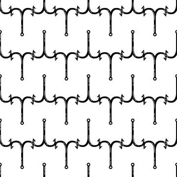 Double fishing hook pattern seamless vector Stock Illustration