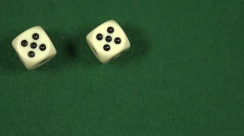 Double five rolled with two dice - slow motion Stock Footage 44106963