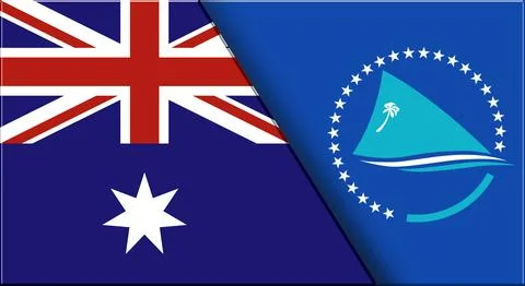 Double Flag of Australia and Pacific Community flags. 3D illustration Stock Illustration
