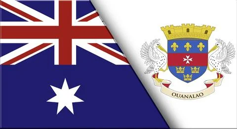 Double Flag of Australia and Saint Barthelemy. 3D illustration. National flags. Stock Illustration