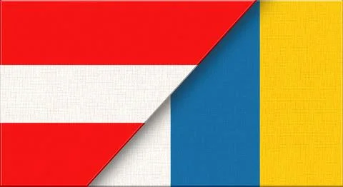 Double Flag of Austria and Canary Islands on Fabric Texture. Stock Illustration