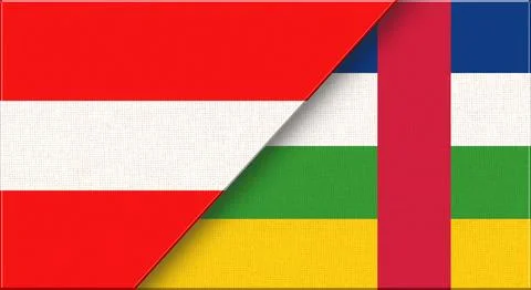 Double Flag of Austria and Central African Republic on Fabric Texture Stock Illustration