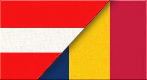 Double Flag of Austria and Chad. 3D illustration. National symbol. Stock Illustration