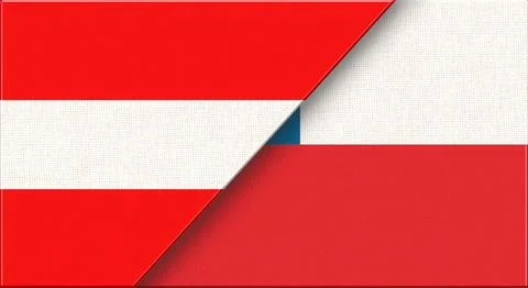 Double Flag of Austria and Chile. Austrian and Chilean National flags Stock Illustration