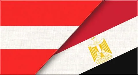 Double Flag of Austria and Egypt on Fabric Texture. 3D illustration Stock Illustration