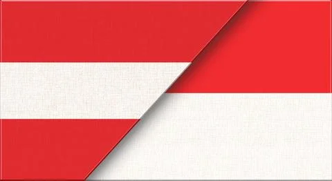 Double Flag of Austria and Monaco on Fabric. Austrian - Monegasque relations Stock Illustration